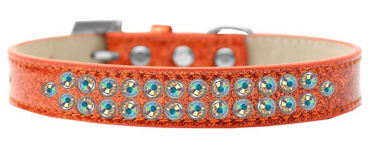 Two Row AB Crystal Size 18 Orange Ice Cream Dog Collar